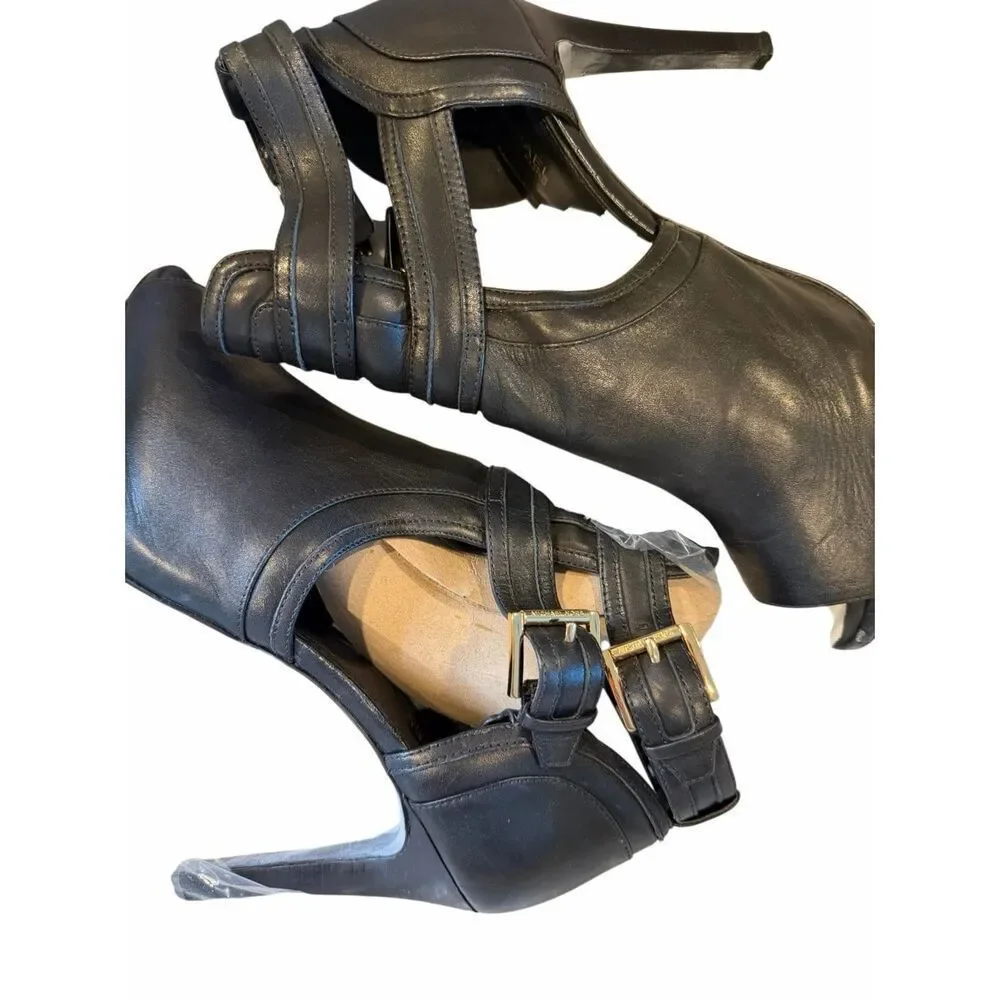Michael Kors Black Leather Healed Booties- size 8.5